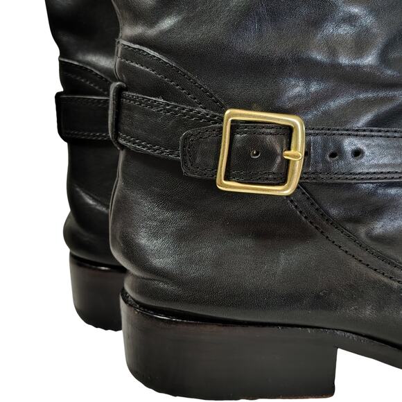 Coach Leather Whitley Tall Black Riding Boots Buckles Zipper Round Toe Size 10B - Picture 11 of 12